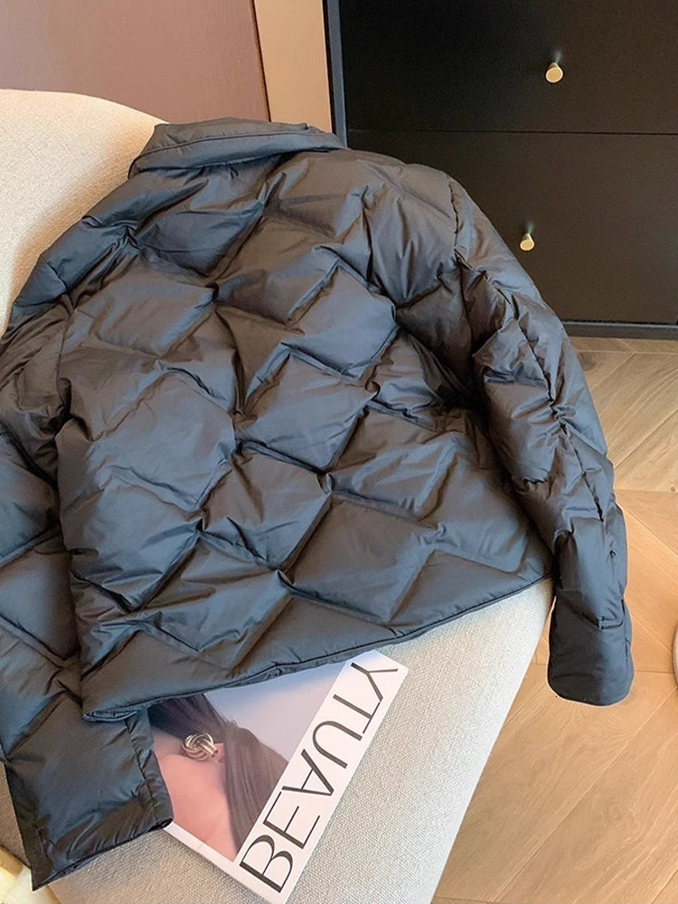 Women Black Gothic Parka Warm Cotton Jacket Haruku Vintage Duck Padded Jackets Outerwear 90S 2000S Clothes Winter 2024