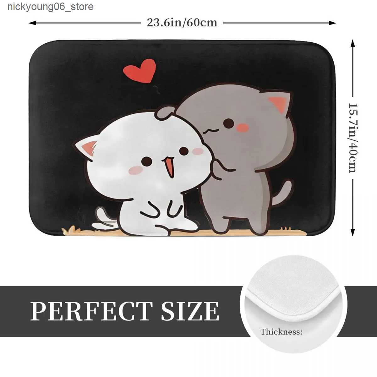 Non-Slip Bath Mats Peach And Goma Welcome Bath Mat Cartoon Cat Velvet Soft Toilet Mat Kitchen Shower Door Anti Slip Floor Mat Custom Bathroom Rug L240