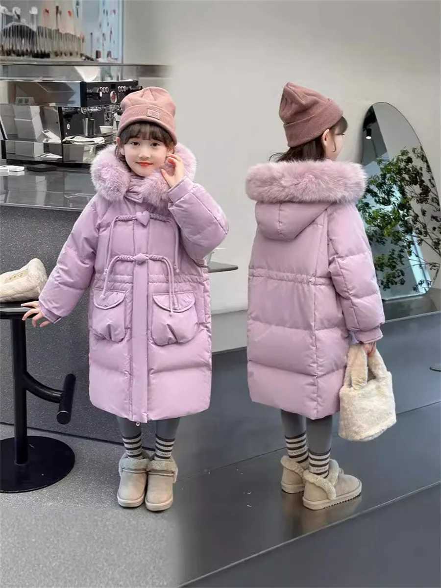 Down Coat Keep warm winter jackets and fashionable waterproof hooded childrens jackets for girls aged 5-14 in park clothing H241010