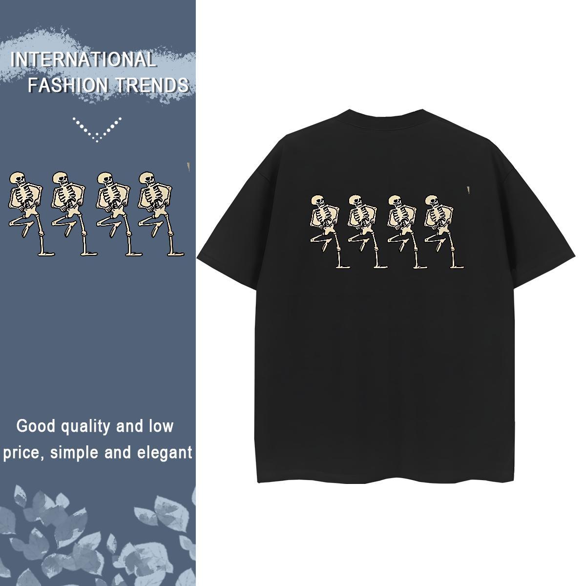 Stylist T-Shirts 230g 100% Cotton Round Neck Short Sleeve Daily Outfit skull Unisex Tshirts Soft Plus Size Custom Top Shirts