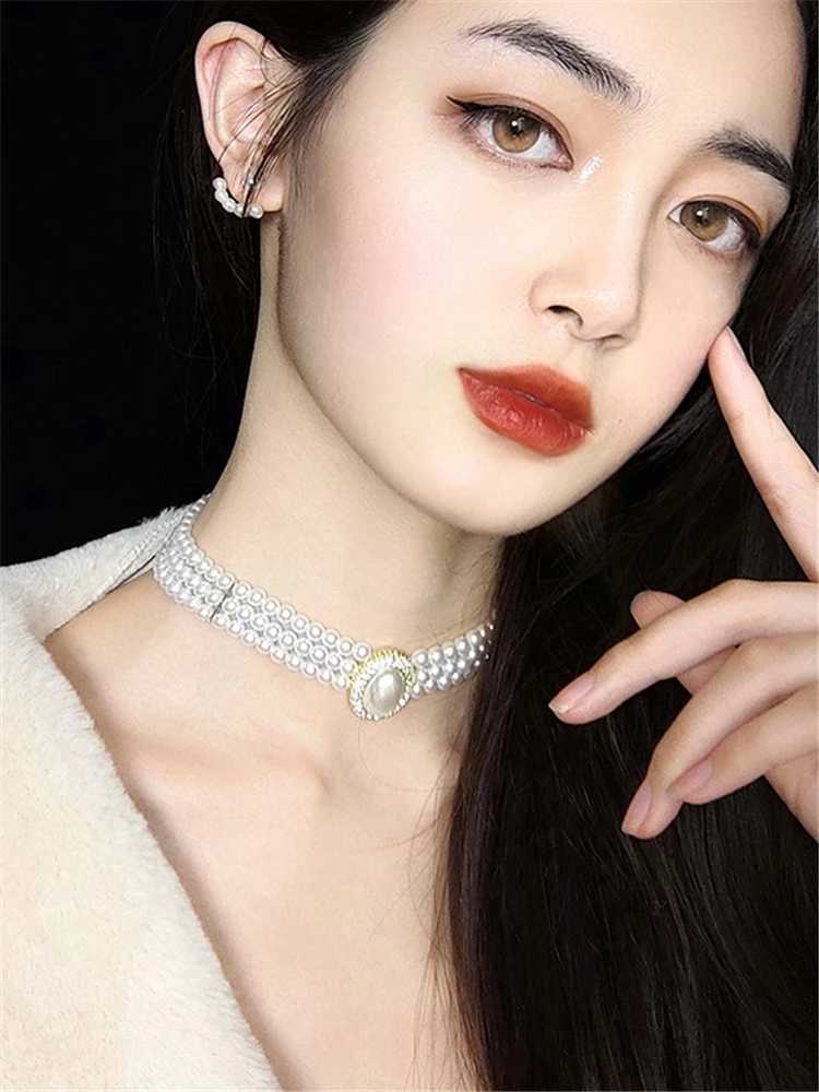 SHANGZHIHUA The Elegant Light Luxury Three-layer Pearl Collar 2021 New Trend Jewelry Fashion Womans Necklace Party GiftX241009