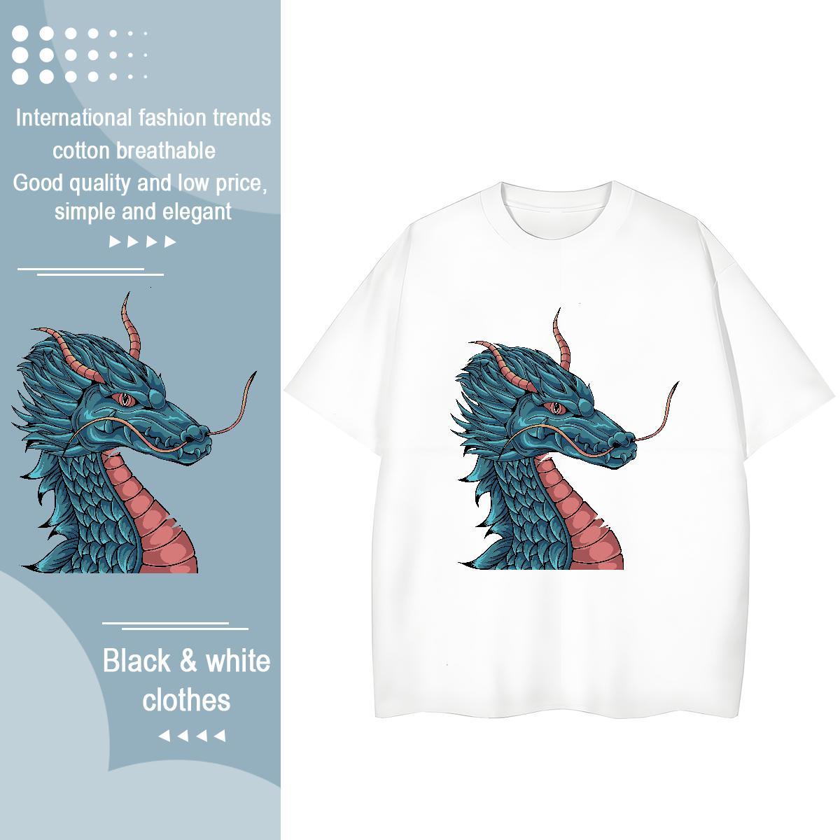 Fashion Casual Woman T Shirts 230g 100% Cotton Short sleeve Soft Casual Sport dragon head Tshirt for Man Woman Designer Nice Customized Print Wear