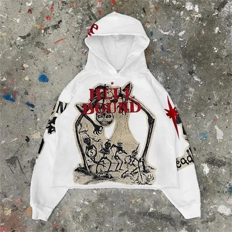 Y2K Streetwear Hoodie Retro Punk Mummy Print Oversized Hoodie Men and Women Fashion Loose Harajuku Hip Hop Gothic Sweatshirt 241010