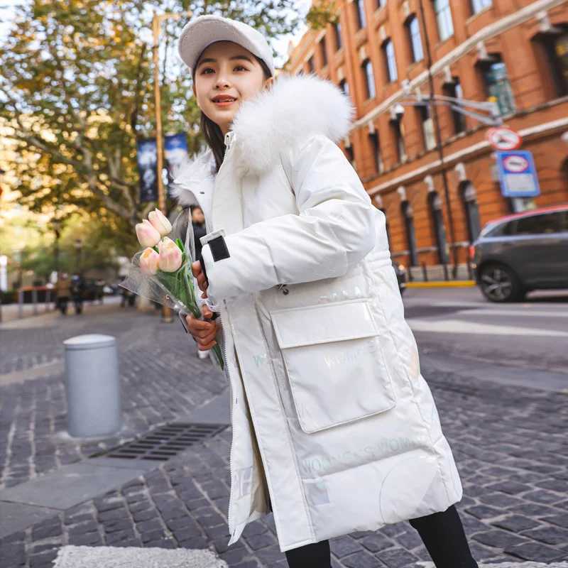 Down Coat 2024 Winter Down Jacket For Girls Coat Waterproof Shiny Hooded Children Outerwear Clothing 5-14 Year Teenage s Parka Snowsuit H241010