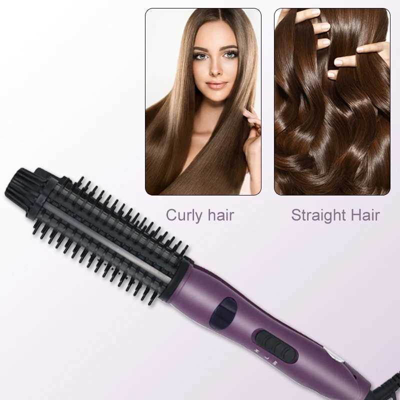 4 in 1 Ceramic Styler Hair Curler Brush Straight and Curl Curling Iron perm hair comb electric round brush shapeXJ241010