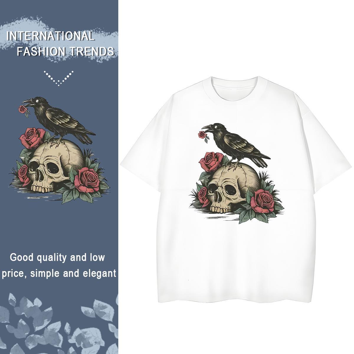 Fashion New T-Shirts for Women 230g 100% Cotton Breathable Hip Hop Street skull Tshirt for Man Woman Lady Custom Cartoon Clothes