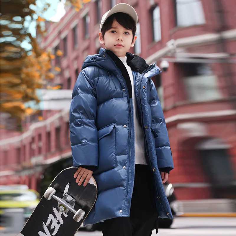 Down Coat OLE 2024 Winter Childrens Down Jacket Thick Waterproof Long Teenage Boys Jacket 5-16 Years Old Parka H241010