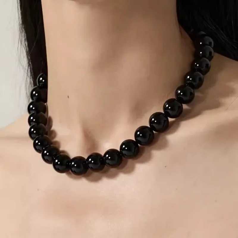 Vintage 4/6/8mm Beads Choker Necklace Black Pearls Necklace Pearl Choker Necklaces Jewelry Gift Women Unique Clavicle ChainX241009