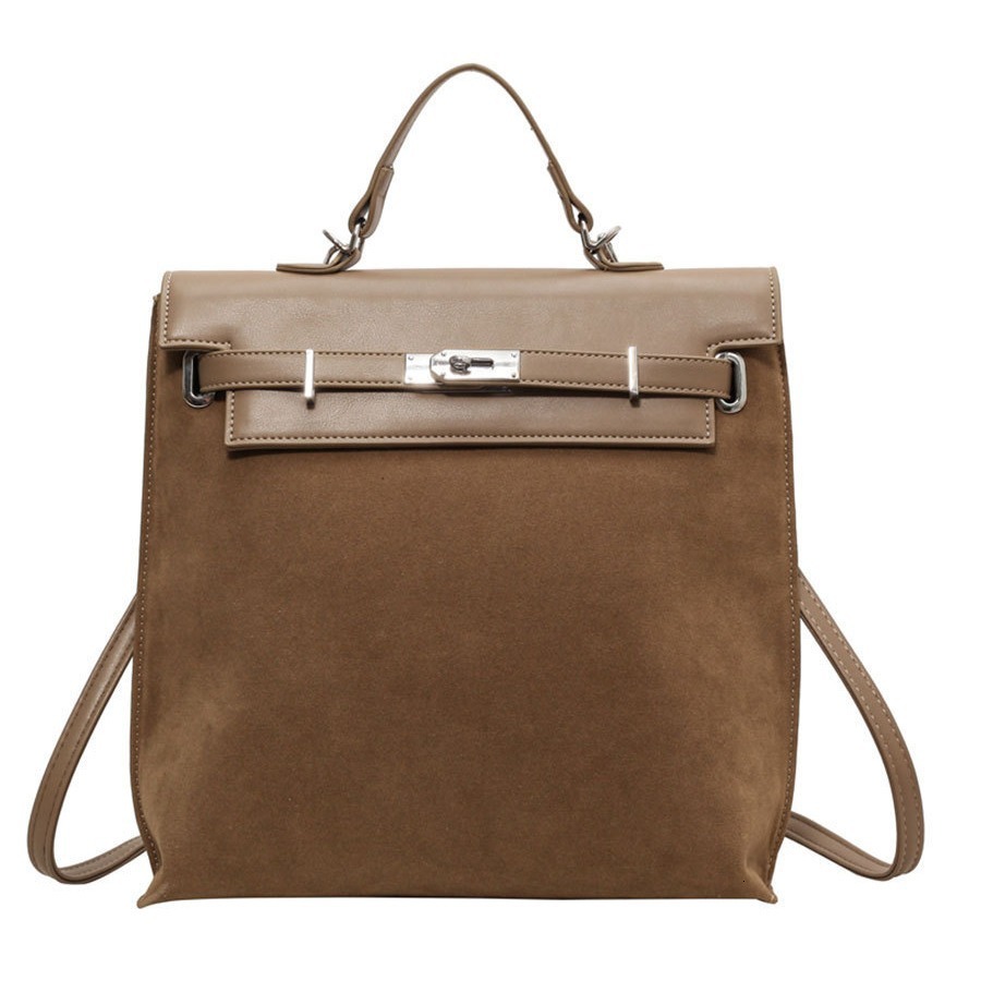 Handheld Commuting For Women 2025 New Trendy Korean Backpack Niche Large Capacity Frosted Leather Kelly Designer Bag