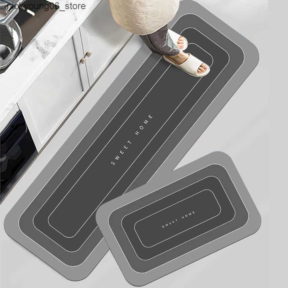 Non-Slip Bath Mats Super Absorbent Kitchen Floor Mat Crystal Velvet Pad Bath Pad Anti-Slip Carpet Kitchen Mats Wipeable Wash Long Strip Carpet L240910