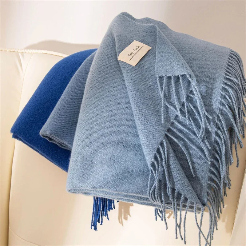 Cashmere Scarves for Women 2024 Winter Shawls Warm Wraps Lady Pashmina Solid Print Blanket Scarf Neck Headband Hijabs Stoles 241009