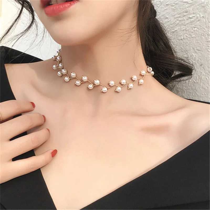 Wus 2022 Imitation Pearl Clavicle Chain Neckband Simple Short Necklace Womens Jewelry Korean Collar Neckband WholesaleX241009