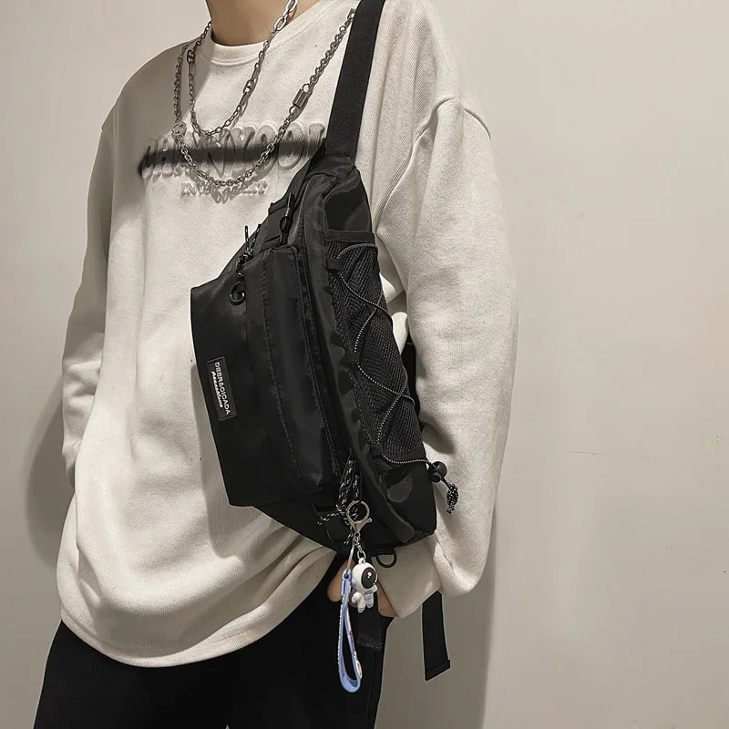 Street Hip Hop Waist Bag High Capacity Neutral Chest Bag Shoulder Bag Fashion Trend Fanny Bag Womens Nylon Belt Bag Wallet 241008