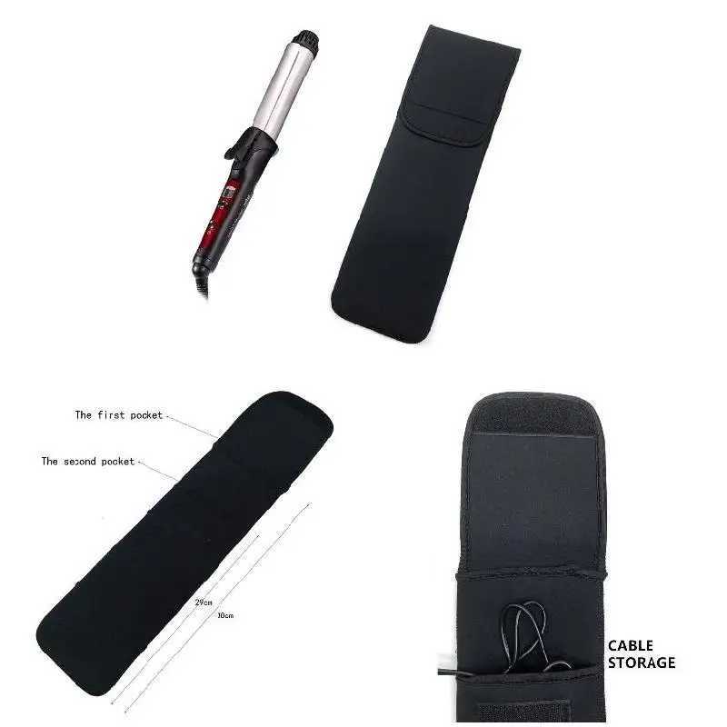 Portable Travel Hair Straightener Storage Bag Curling Iron Pouch Heat Resistant Mat Pad Fold Protective Case Hair Styling ToolXJ241010