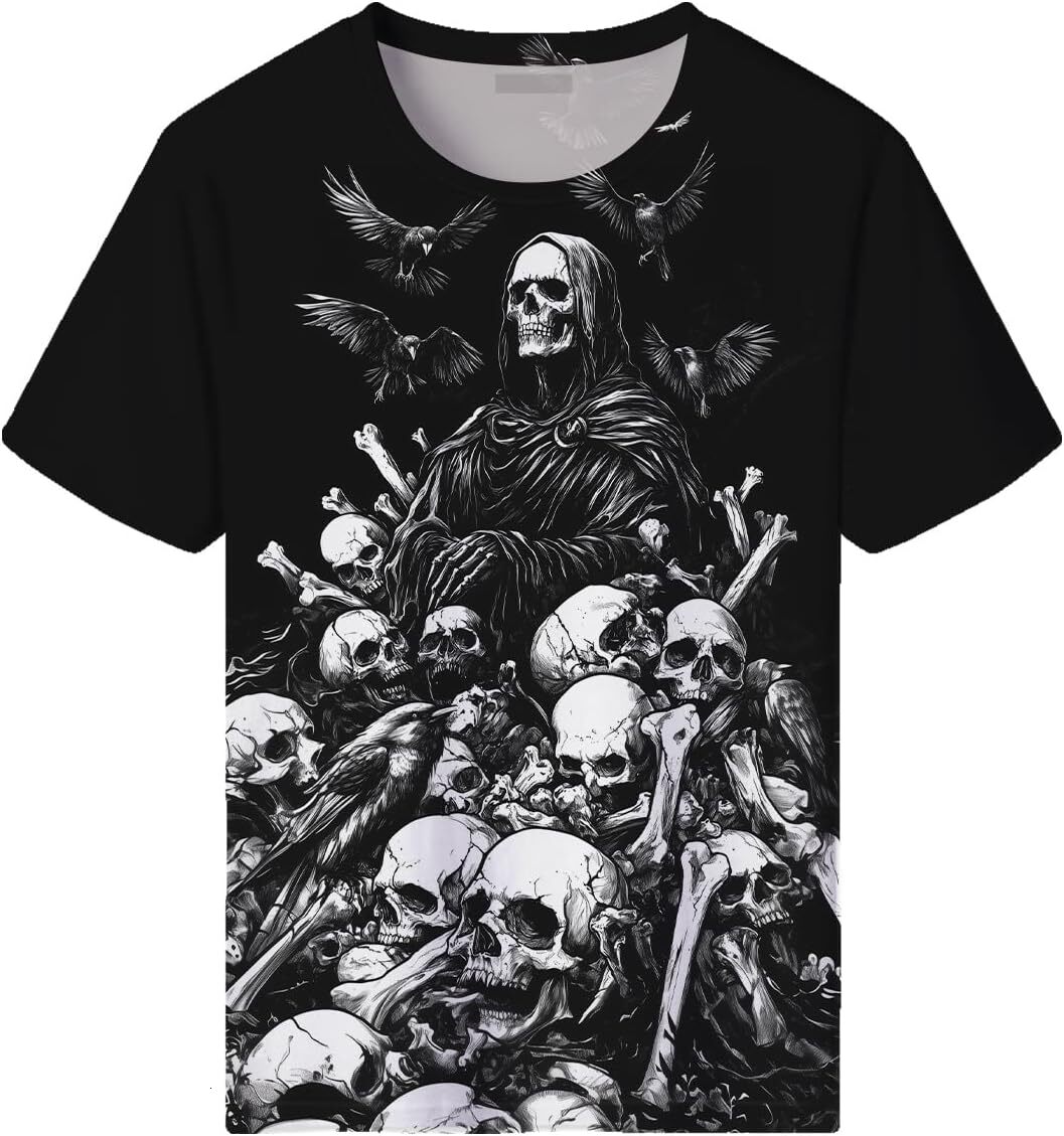 Mens T shirt Men's Skull T-Shirts Novelty Graphic Skeleton Tshirt Summer Casual Print Short Sleeve Tops graphic tee Casual tops summer fashion