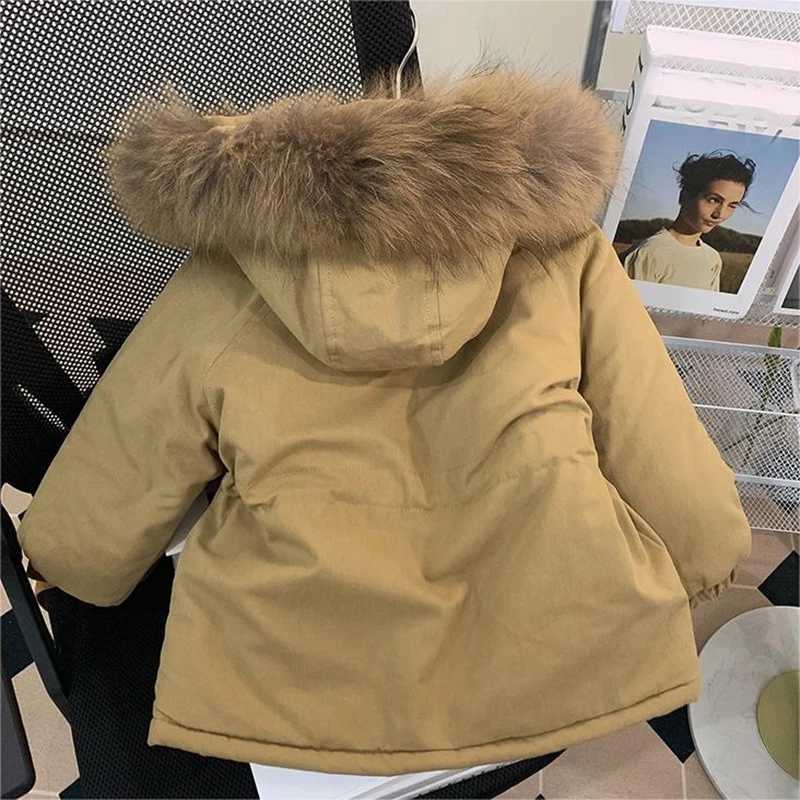 Down Coat Winter girls down jacket fur collar warm hooded zipper princess jacket Christmas girls jacket 2-10 year clothing H241010