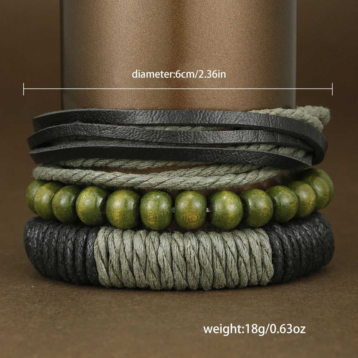 Mens New Handsome Army Green Belt Quartz Watch+Three BraceletsX241010