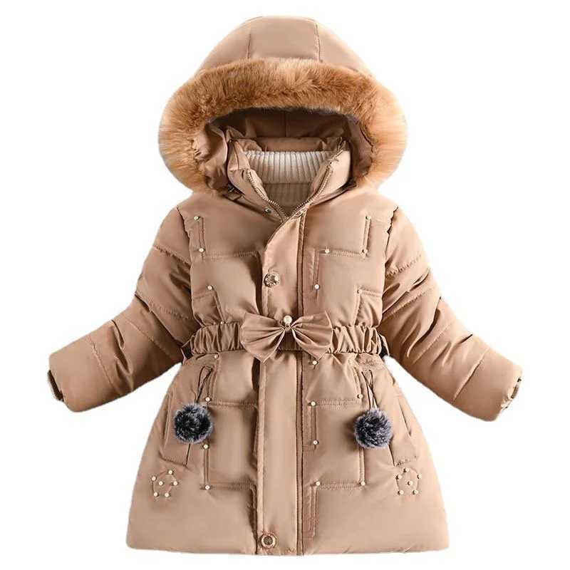 Down Coat New Children Winter warm cotton Jacket toddler Girl clothing clothes Thick faux fur Coat Hooded Outwear parka Cartoon snowsuit H241010