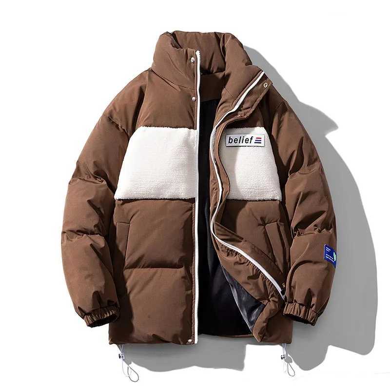 Men's Down Parkas Fashion Contrast Padded Bubble Jacket Man Various Color Styles Warm Thicken Coat Casual Pocket Klein Blue Puffer Jacket for Men