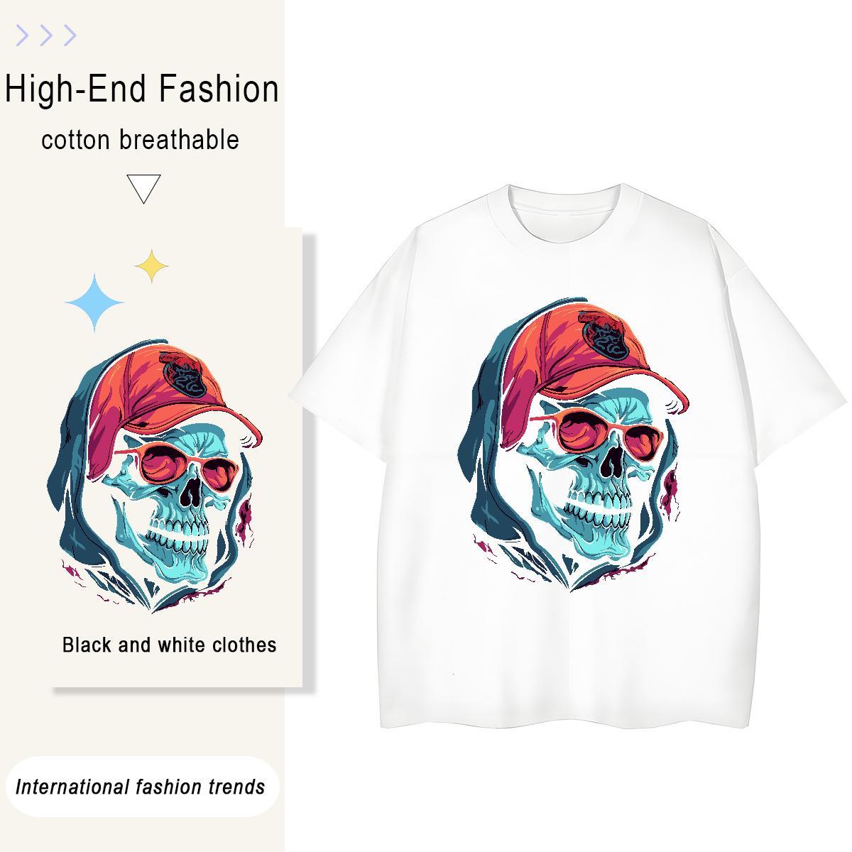 Custom T-Shirts for Women 230g Pure Cotton Short sleeve Soft Hip Hop skull Couples T Shirts Loose fit Custom Print Oversized Top Tees