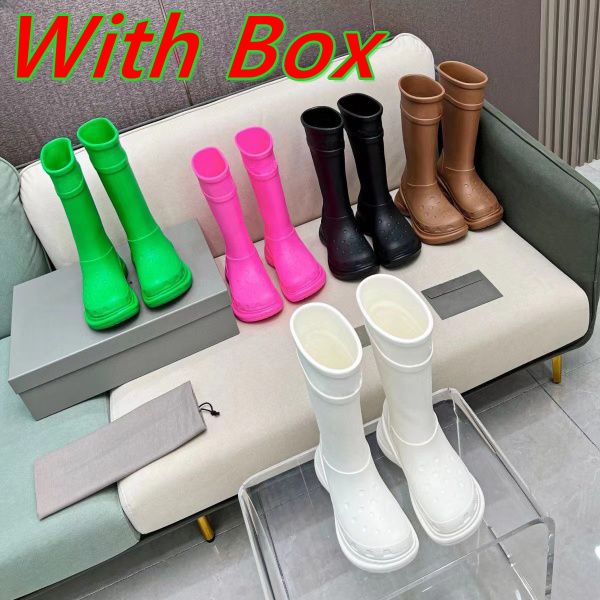 2024 NEW Women Designer Boot Boots Rain Rubber Winter Rainboots Platform Ankle Slip-On Half Pink Black Green Focalistic Outdoor Luxury Croc Size 35-45 with box