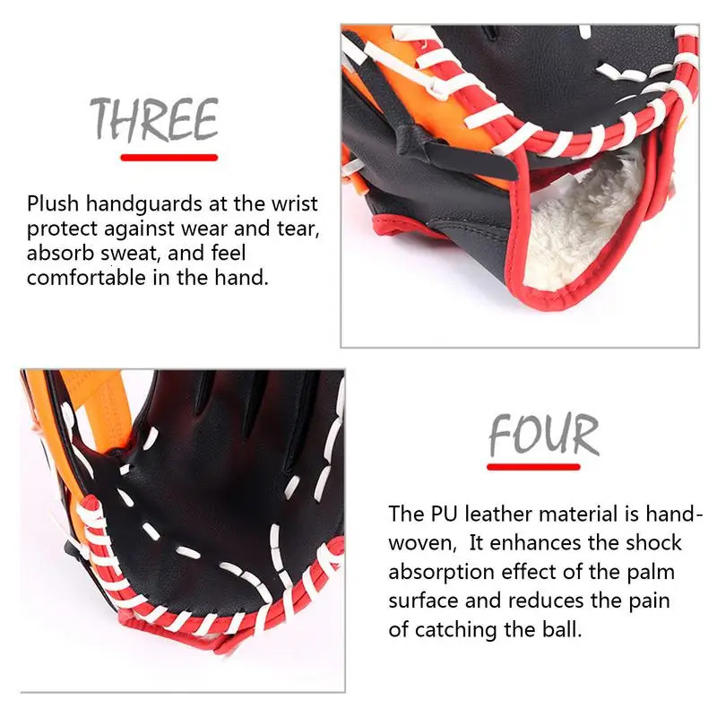 Kids Sport Baseball Glove Outdoor Batting Gloves Softball Practice Equipment Baseball Mitten Training Competition Glove Gear 241010