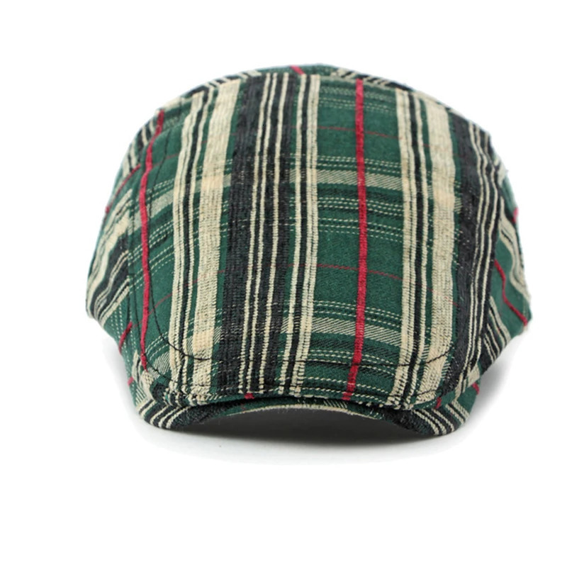 Green plain weave n beret mens retro hat adjustable artist autumn winter 241009