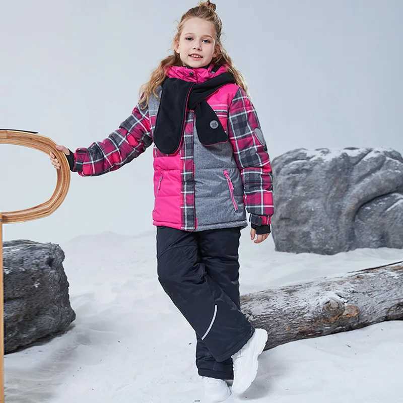 Down Coat NEW winter Children clothing set ski jacket boy girl s skiing snowsuit Waterproof outdoor sports clothes parka + Scarf H241010