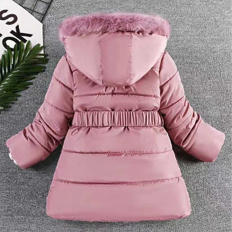 Down Coat New autumn and winter girls jacket fur thick warm little princess jacket hooded zipper fur collar jacket 4 5 6 7 8 9 10 years old H241010