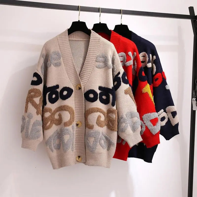 Knitted ugly Christmas sweater knitted mens cardigan Y2K couple retro sweater cardigan jacket mens clothing 241007