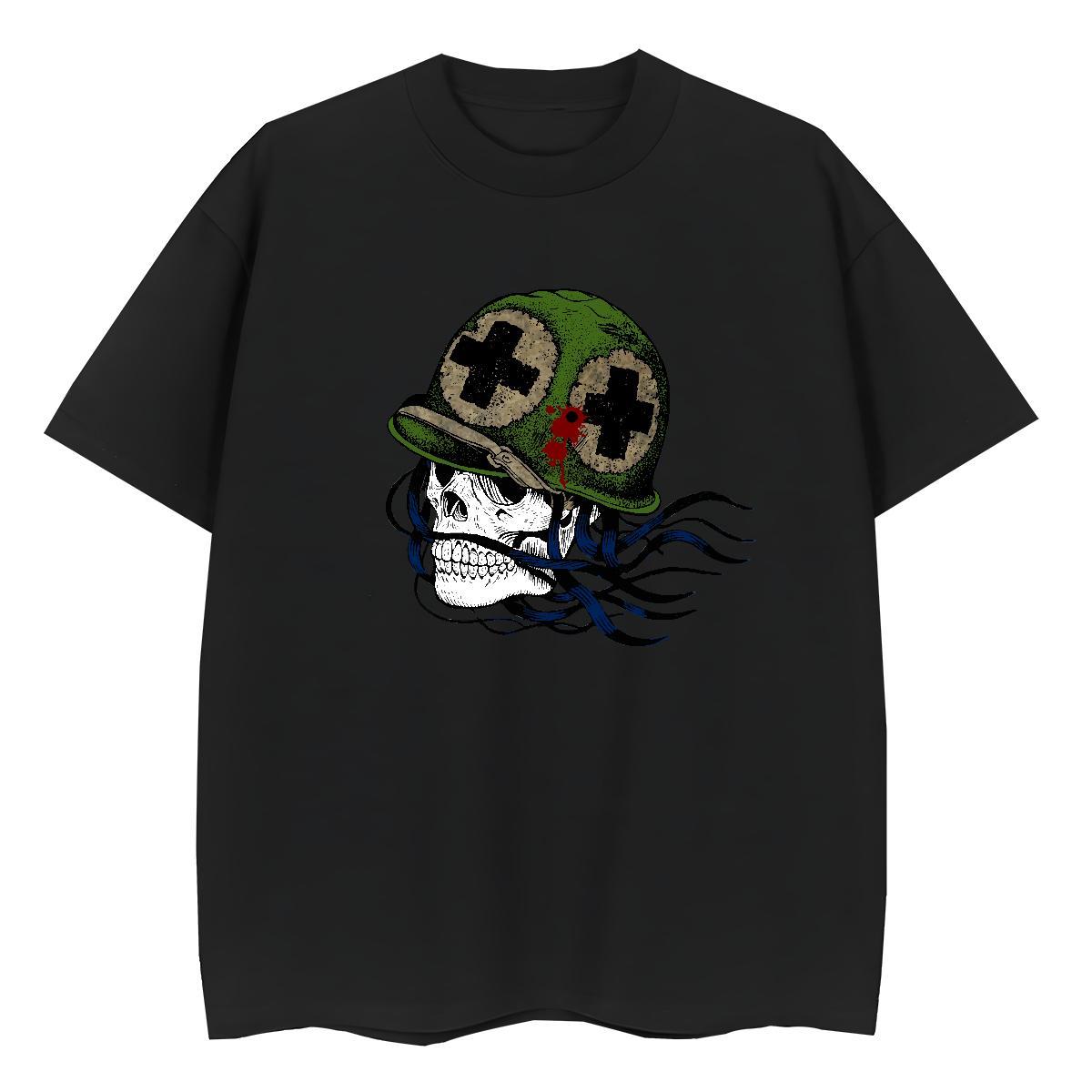 Factory Direct Woman T Shirts 230g Pure Cotton Breathable Beach skull Tshirt for Man Woman Female Custom Printing Tops Shirt