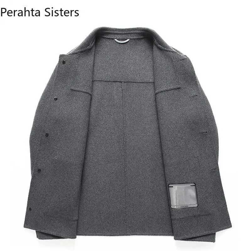 Brand Top Quality 67.9% Wool Mens Blazer Woolen Suit Jacket Men Short Style Solid Color Business Casual Male Spring Winter Coat LX241010