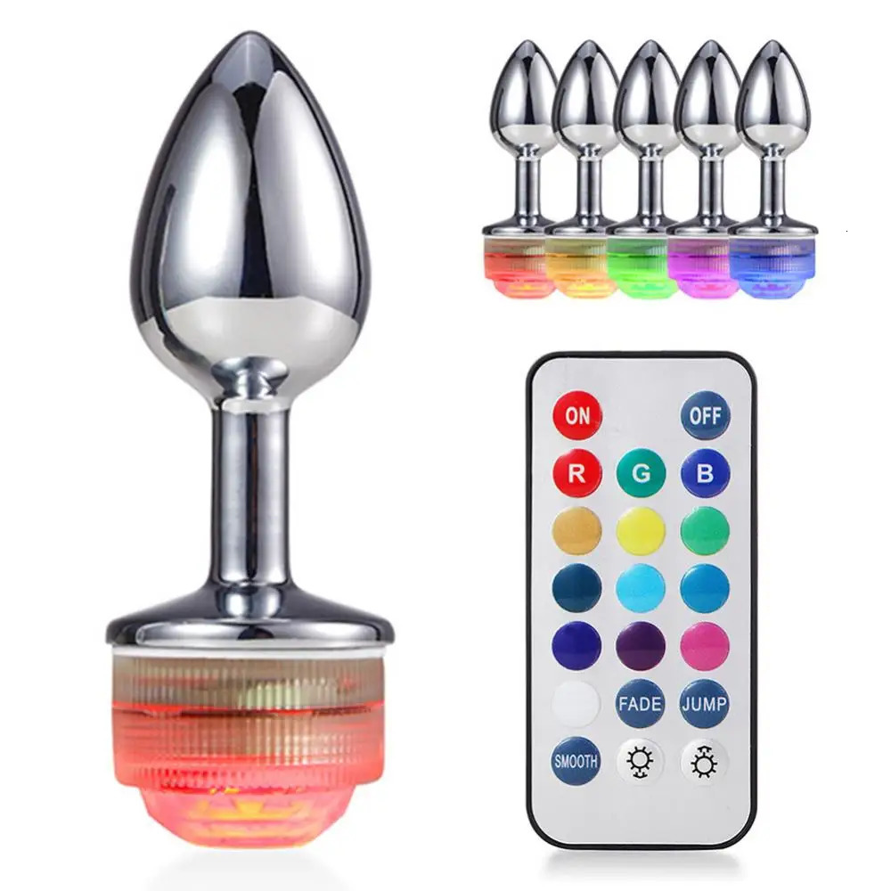 Sex Toy Anal Plug Metal Dilator Bead Remote Control Color Changing LED Light Color Changing Masturbation Tool for women 241010