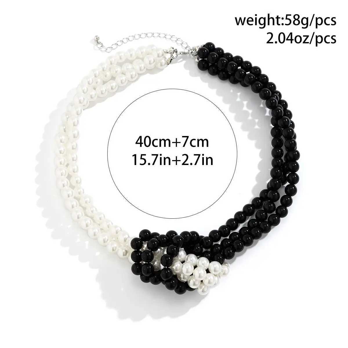Fashion Black White Imitation Pearl Patchwork Chain Necklace For Women Female Vintage Sexy Multilevel Bead French Choker JewelryX241009