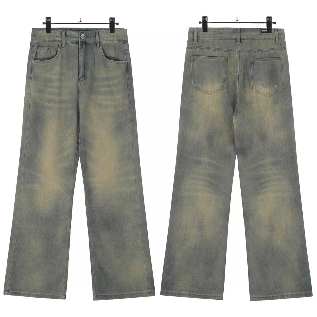 2024 new Parisian fashion brand mens jeans high street home wash vintage American style FOG slimming straight leg designer jeans for men and women