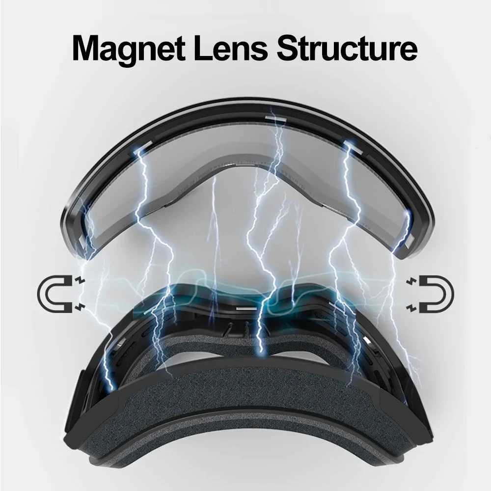Magnetic quick replacement double-layer anti fog UV400 skiing goggles and snow sports goggles CL241010
