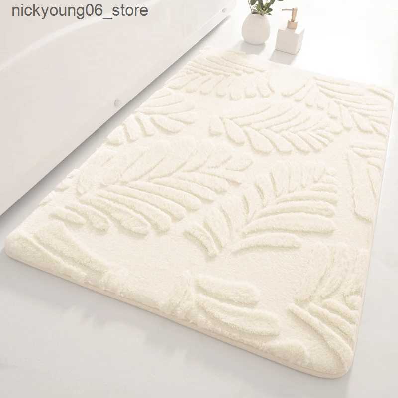 Non-Slip Bath Mats Fresh Green Color Home Bathroom Carpets Toilet Floor Antislip Rugs Doormat Bath Mat Fluffy Touch Feeling 40x60 cm 50x80cm L240910