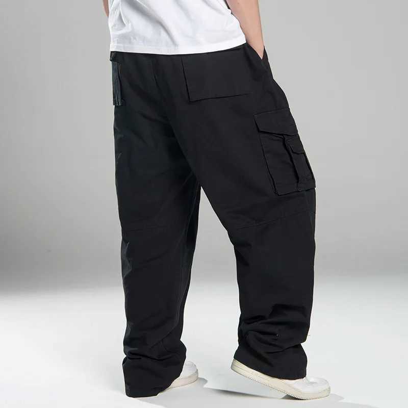 Large size 9XL 10XL 150KG autumn and summer mens cargo pants thick street pants hunting style pocket outdoor straight pants W241009