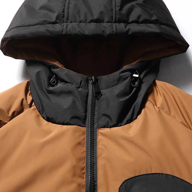 Men's Down Parkas 2024 Winter Goods Parkas Jacket Mens Color Block Splicing Work Warm Thick Jacket Coats Hooded Parka Mens Paddle Coat Y241009ITU