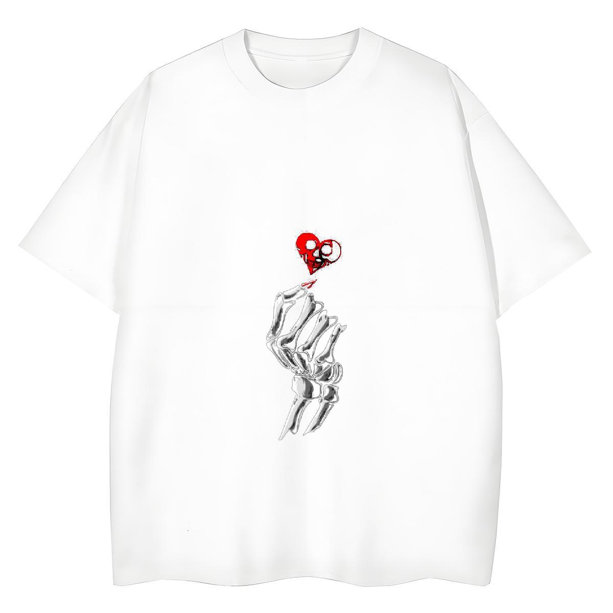 Casual New Woman T Shirts 100% Cotton 230g Breathable Short Sleeve Daily Wear skull Women Tshirts Loose fit Skull Tops Tees