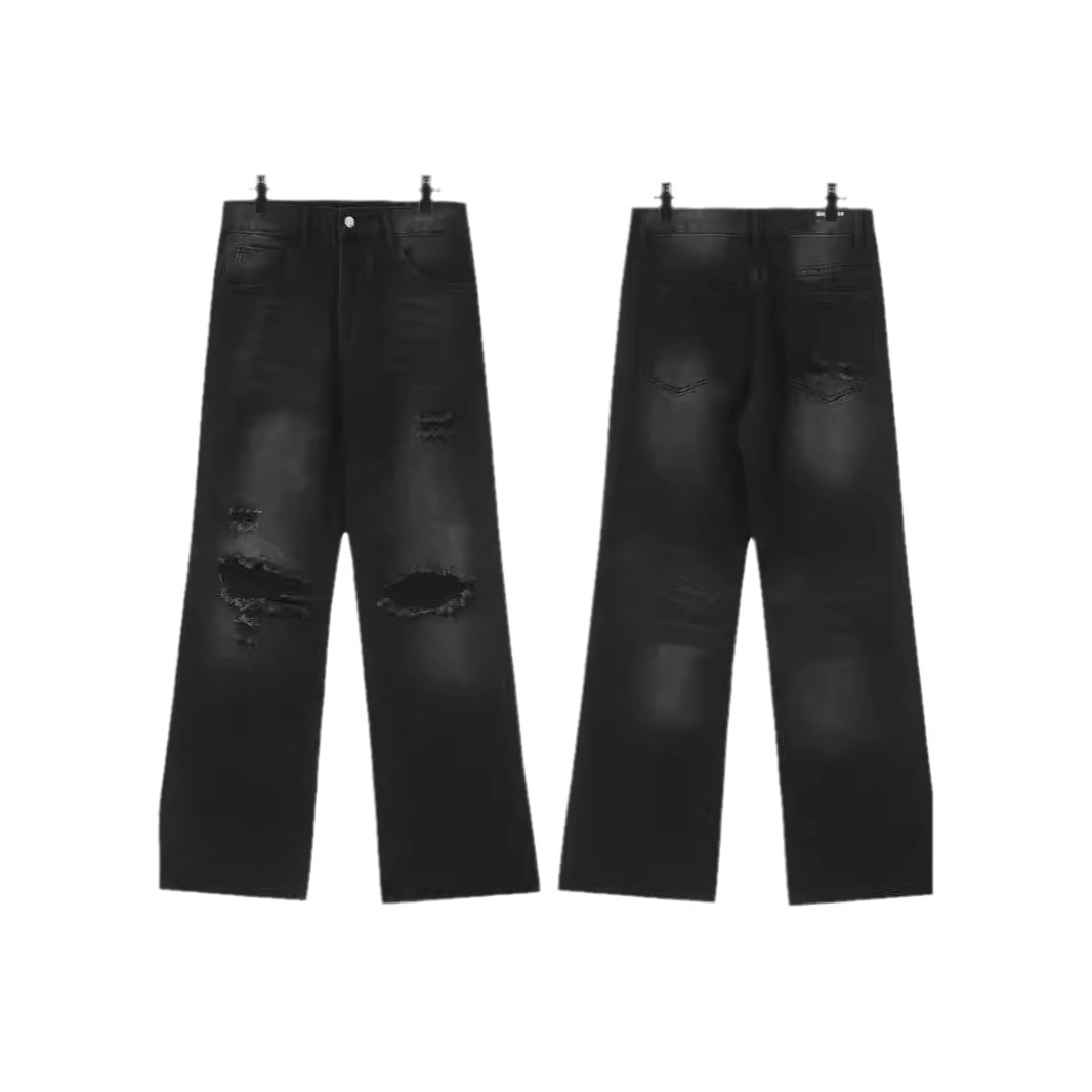 2024 new Parisian fashion brand mens jeans high street home wash vintage American style FOG slimming straight leg designer jeans for men and women