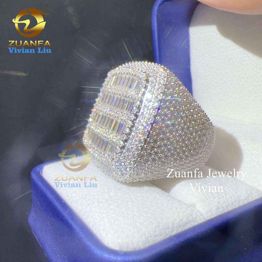 Hip Hop Sterg Sier Vvs Moissanite For Men Dia Gold Plated Custom Iced Out Jewelry Ring