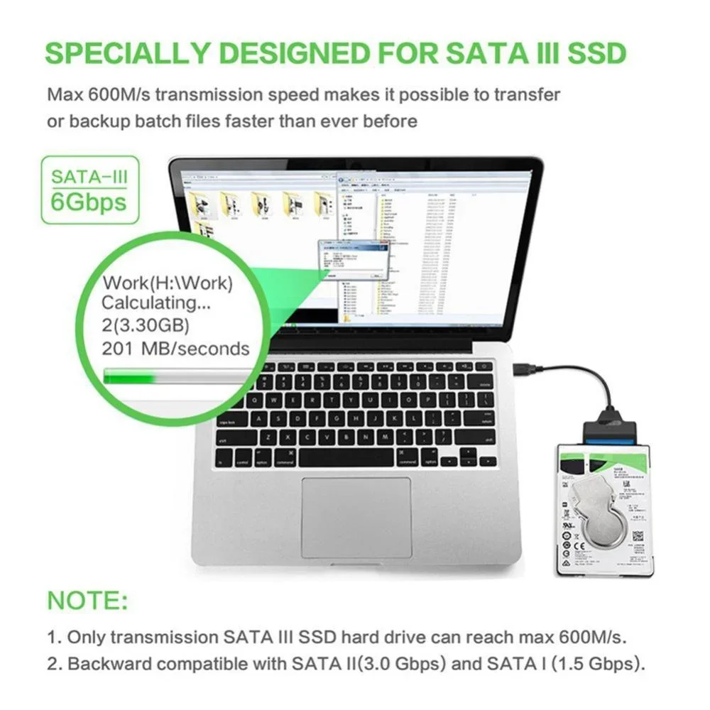 USB SATA 3 Cable Sata To USB 3.0/2.0 Adapter Compatible with 2.5Inch External SSD HDD Hard Drive Cable Computer PC laptop