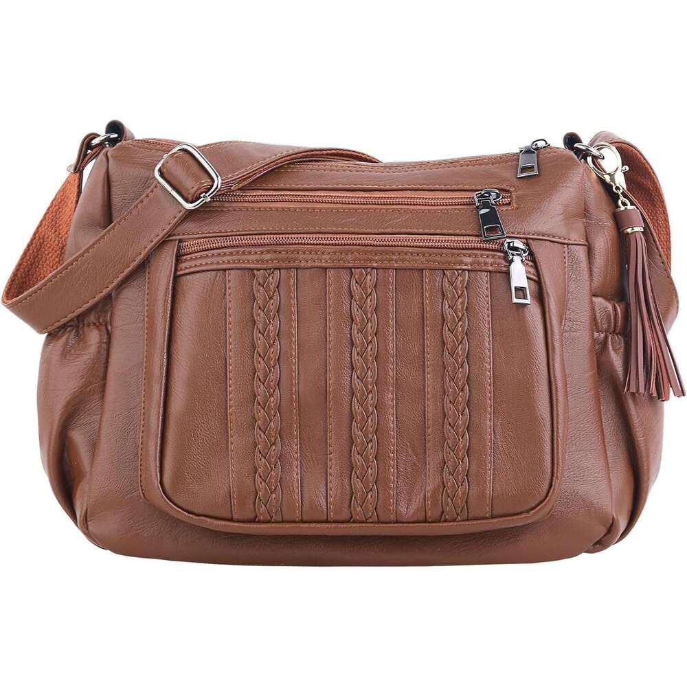 Purses for Women Pocketboo Soft PU Leather Ladies Crossbody Purse Multi Pocket Shoulder Bag