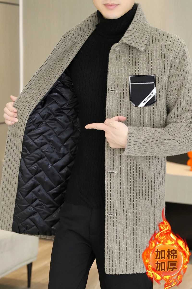 2023 Winter Woolen Coat Mens Long Casual Business Windbreaker Male Thickened and warm Social Streetwear Overcoat Men Clothing LX241010