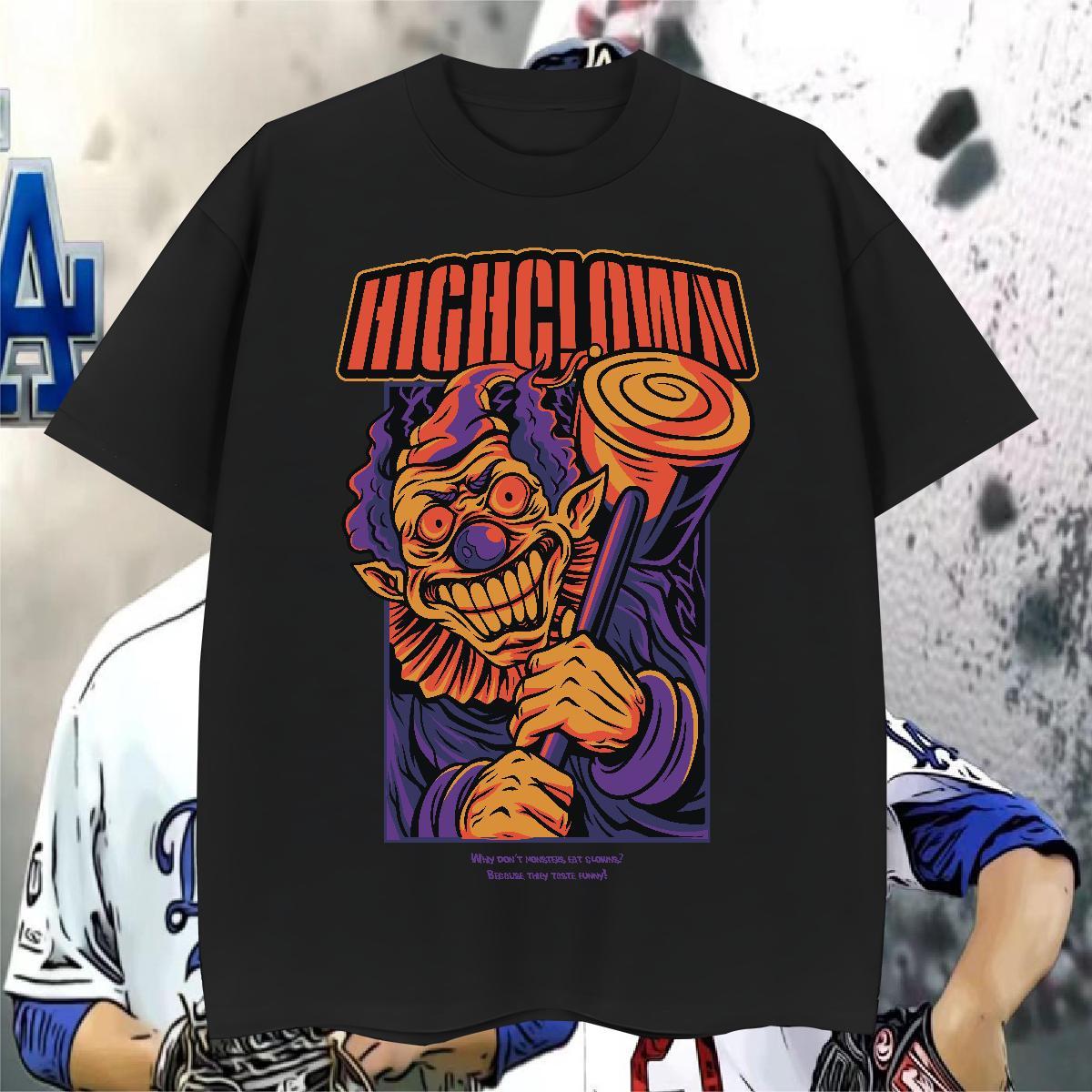 Popular T Shirts Men 100% Cotton 230g scary Street wear Hip Hop Floral Print O Neck Short Sleeves Couples T Shirts Classic Casual Wear