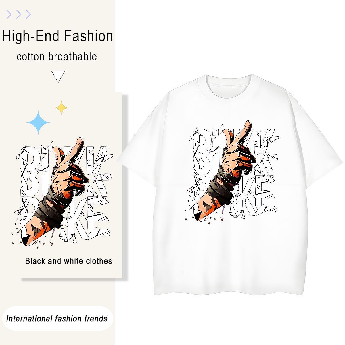 Fashion New T-Shirts 230g Cotton O Neck Short Sleeves Sport hands Woman Tshirt Soft DIY Anime Tops