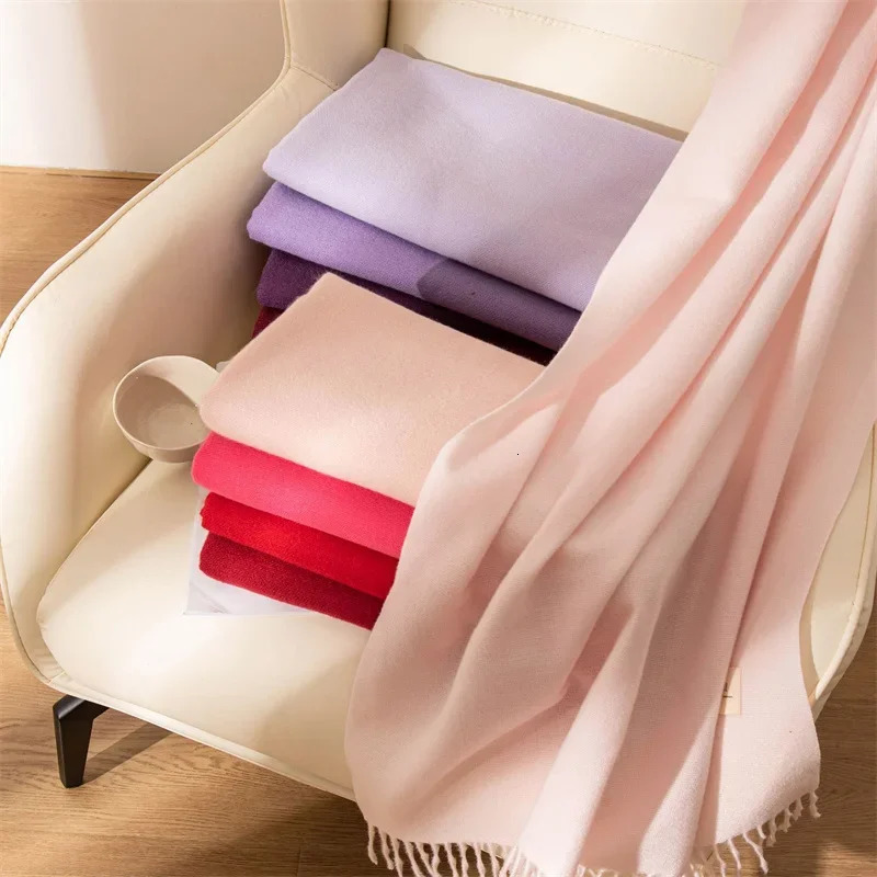 Cashmere Scarves for Women 2024 Winter Shawls Warm Wraps Lady Pashmina Solid Print Blanket Scarf Neck Headband Hijabs Stoles 241009