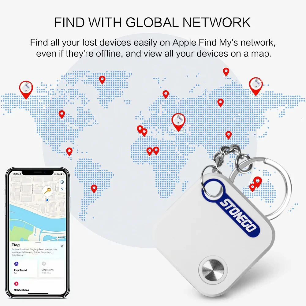 Smart Bluetooth GPS Tracker Work with Apple Find My APP ITag Anti Lost Reminder Device MFI Rated Locator Car Key Pet Kids Finder