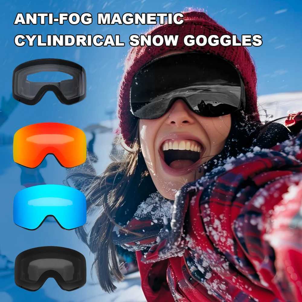 Magnetic quick replacement double-layer anti fog UV400 skiing goggles and snow sports goggles CL241010